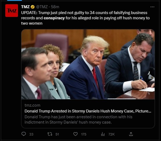 TMZ article claiming there was a conspiracy charge against Trump.